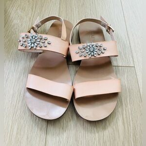 J. Crew Factory Crystal Embellished Tan Flat Sandal Size 7